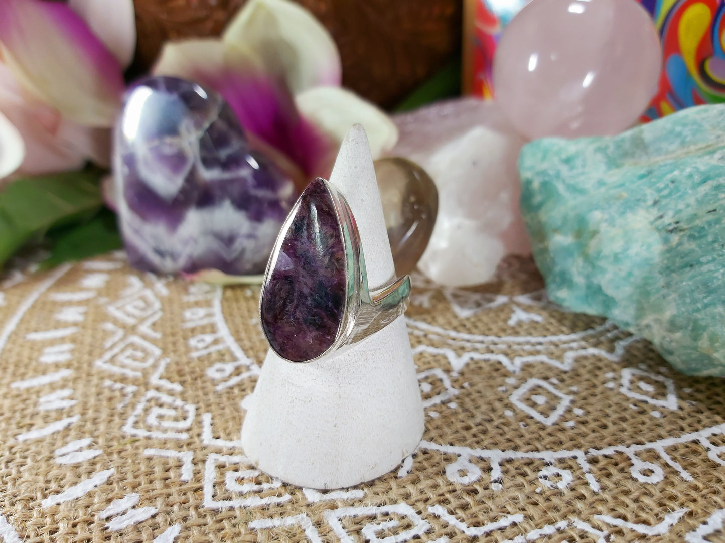 Charoite Spiritual Path Ring Size US 9 (E459)