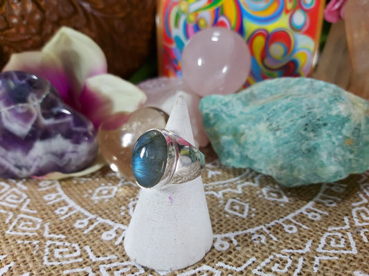 Labradorite Self Confidence Gemstone Ring Size US 6.5 (E464)