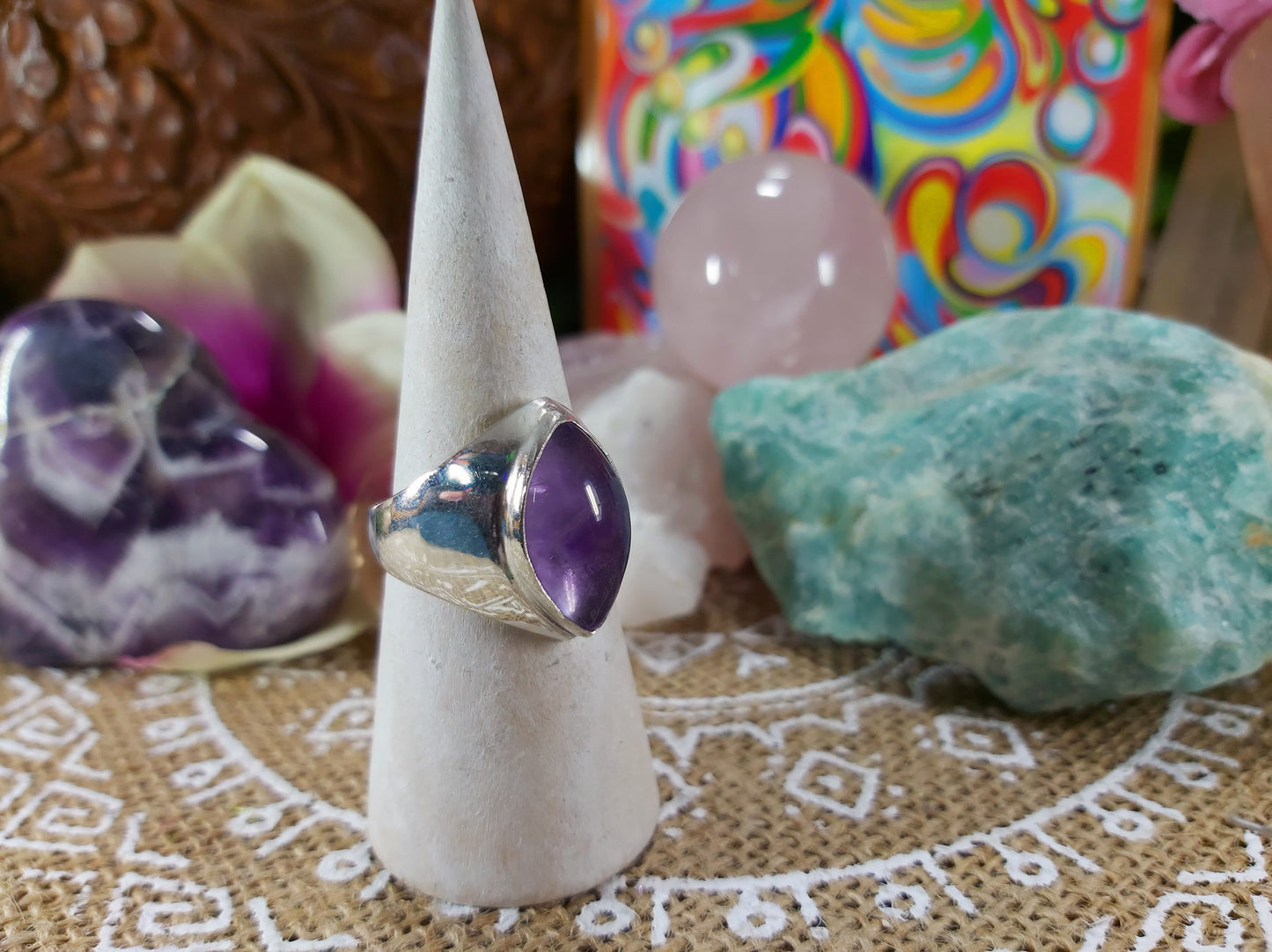 Amethyst Soul Star Protection Ring Size US 9.5 (E477)