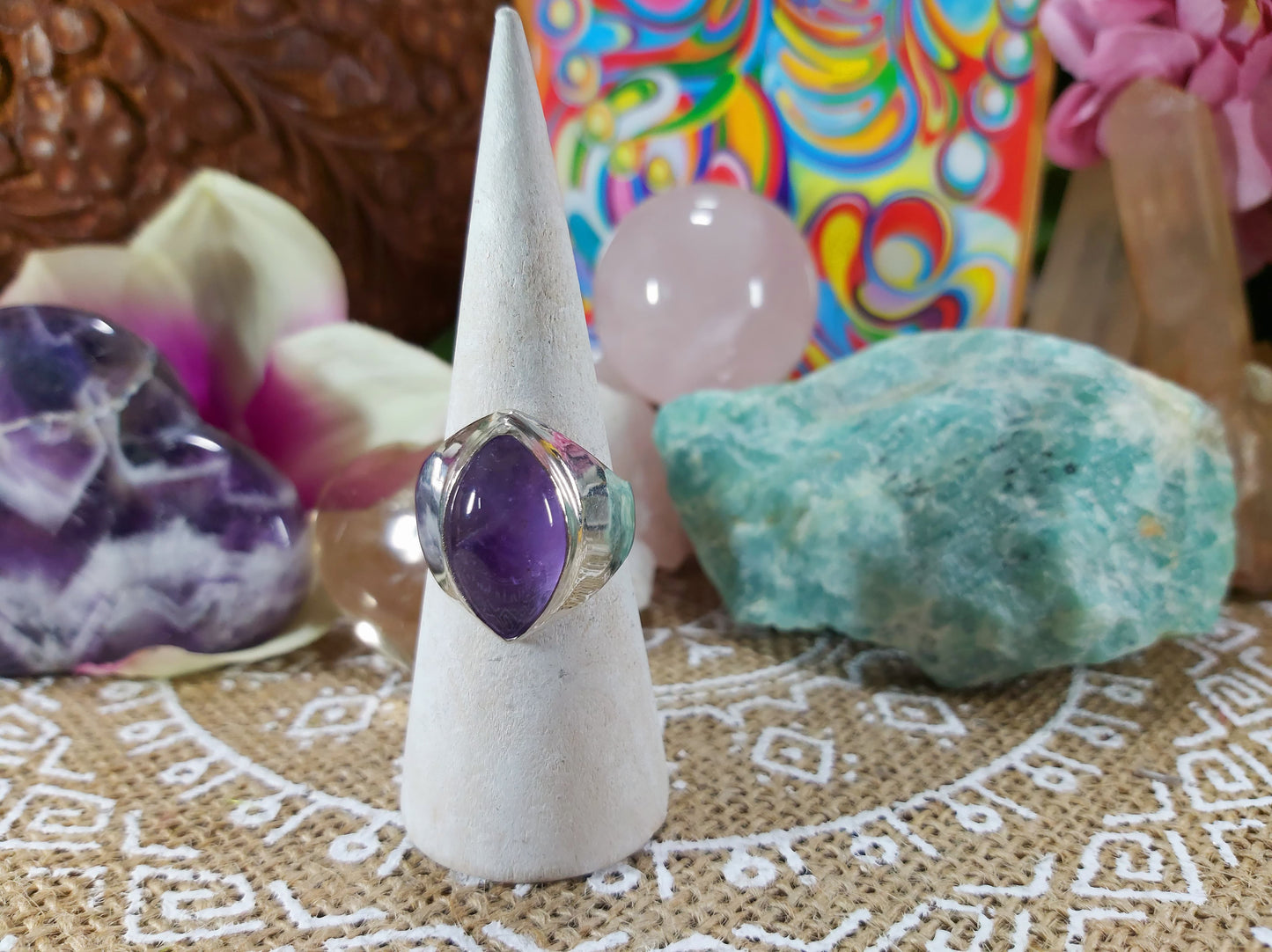 Amethyst Soul Star Protection Ring Size US 9.5 (E477)