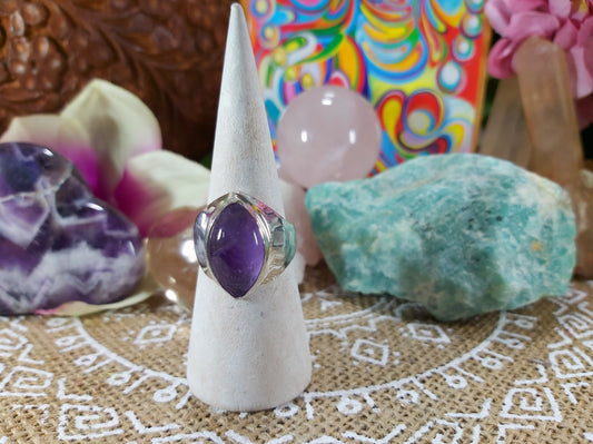 Amethyst Soul Star Protection Ring Size US 9.5 (E477)