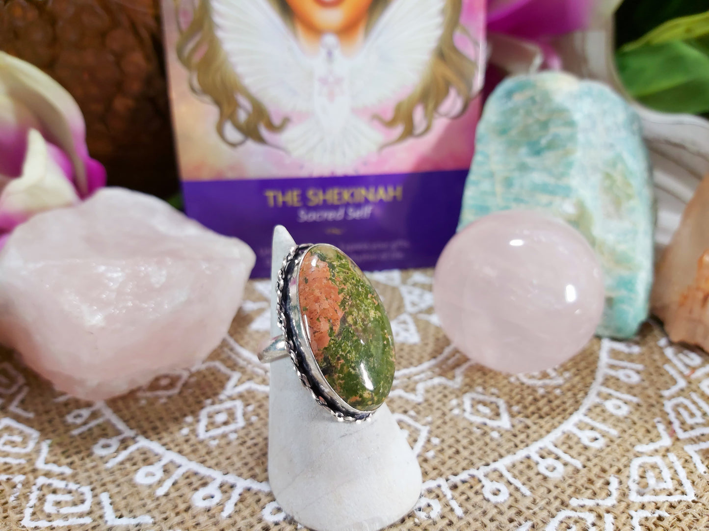 Unakite Emotional Release Ring Size US 8 (E493)