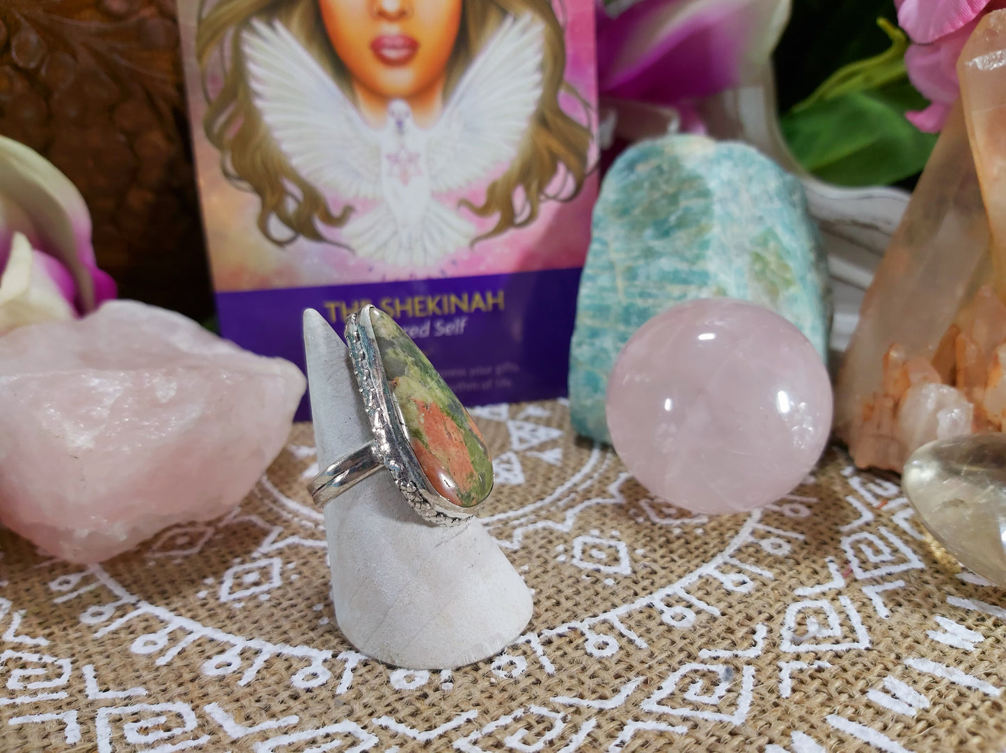 Unakite Emotional Release Ring Size US 8 (E495)