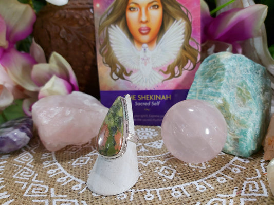 Unakite Emotional Release Ring Size US 8 (E495)