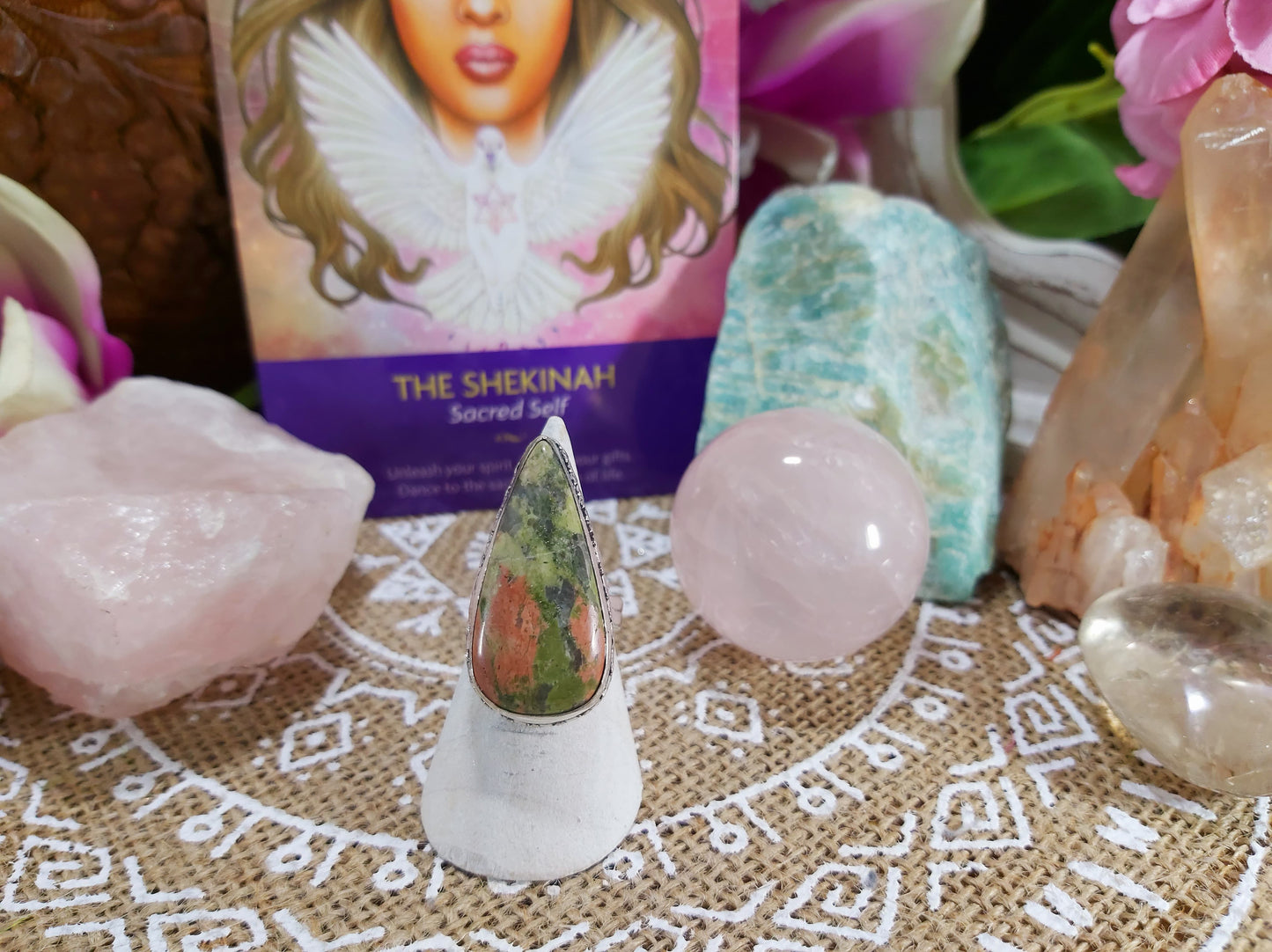 Unakite Emotional Release Ring Size US 8 (E495)