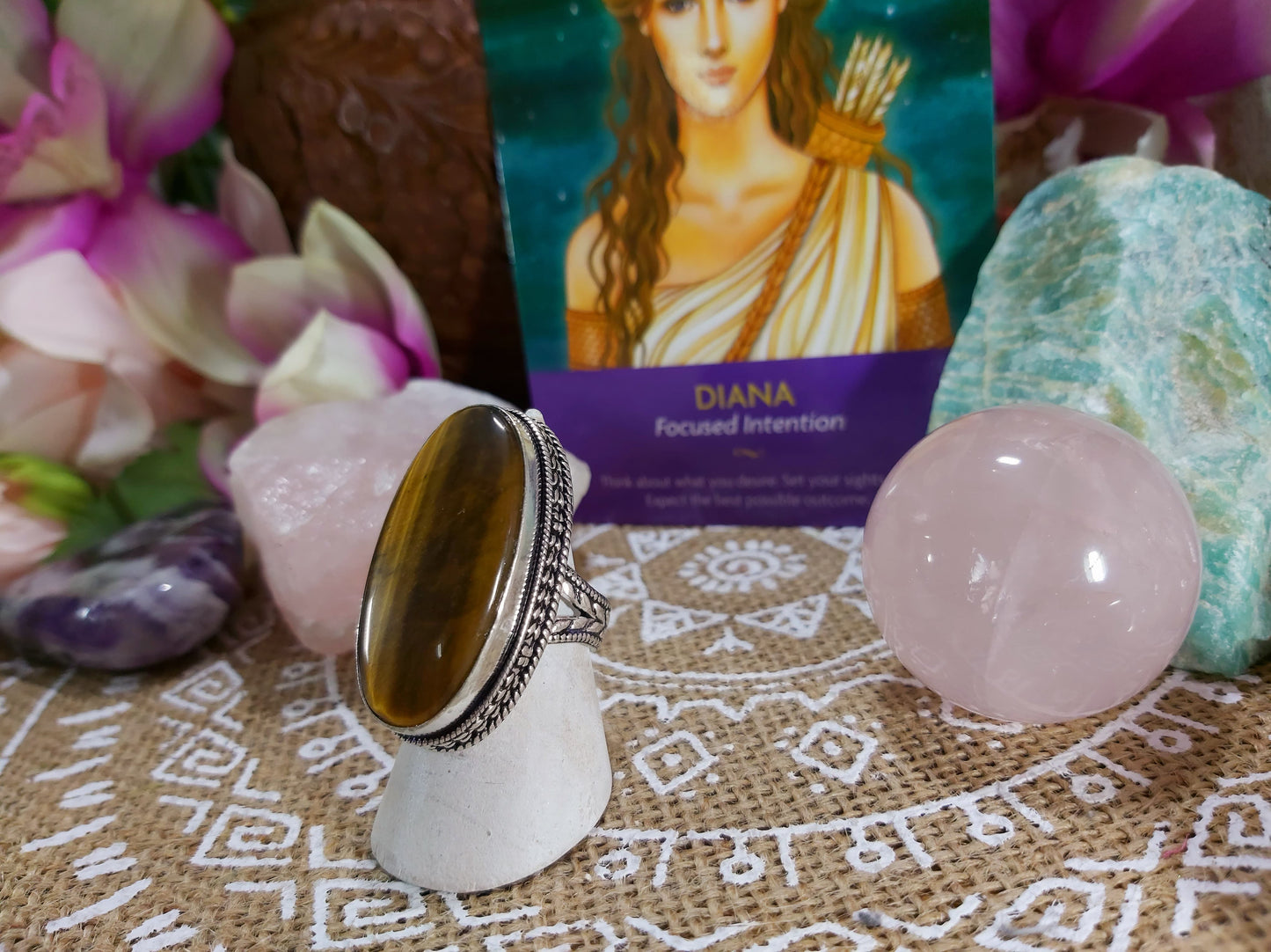 Tiger Eye Manifestations Gemstone Ring Size US 8 (E500)