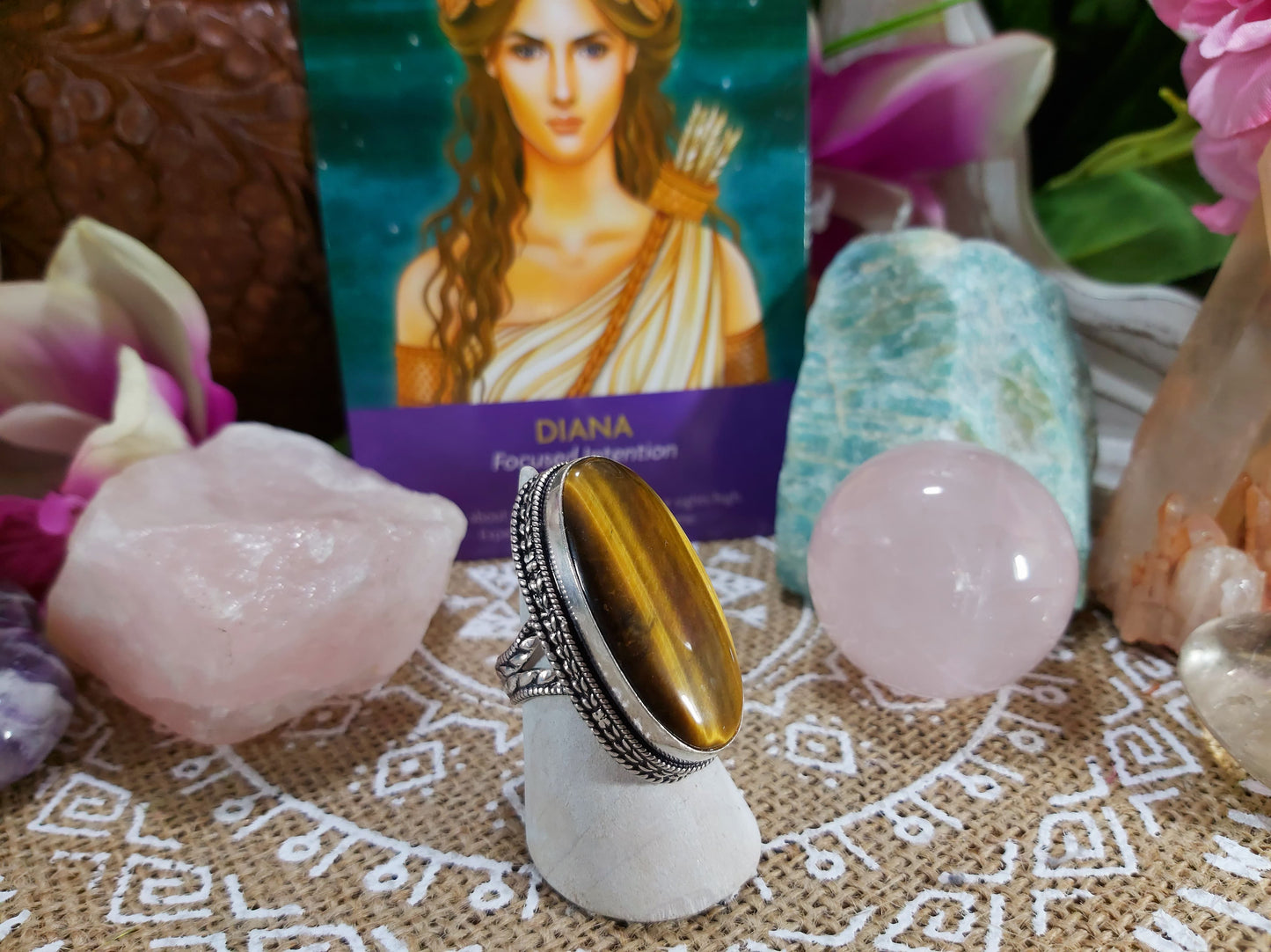 Tiger Eye Manifestations Gemstone Ring Size US 8 (E500)