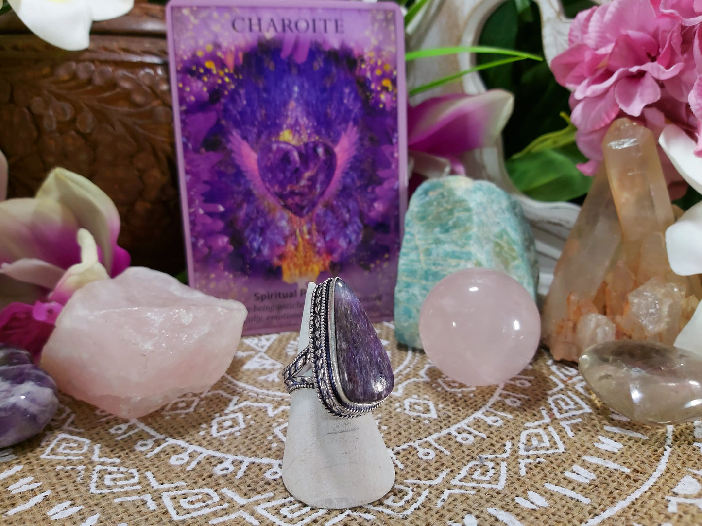 Charoite Spiritual Path Ring Size US 7 (E514)