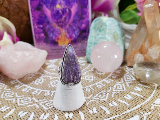 Charoite Spiritual Path Ring Size US 7 (E514)