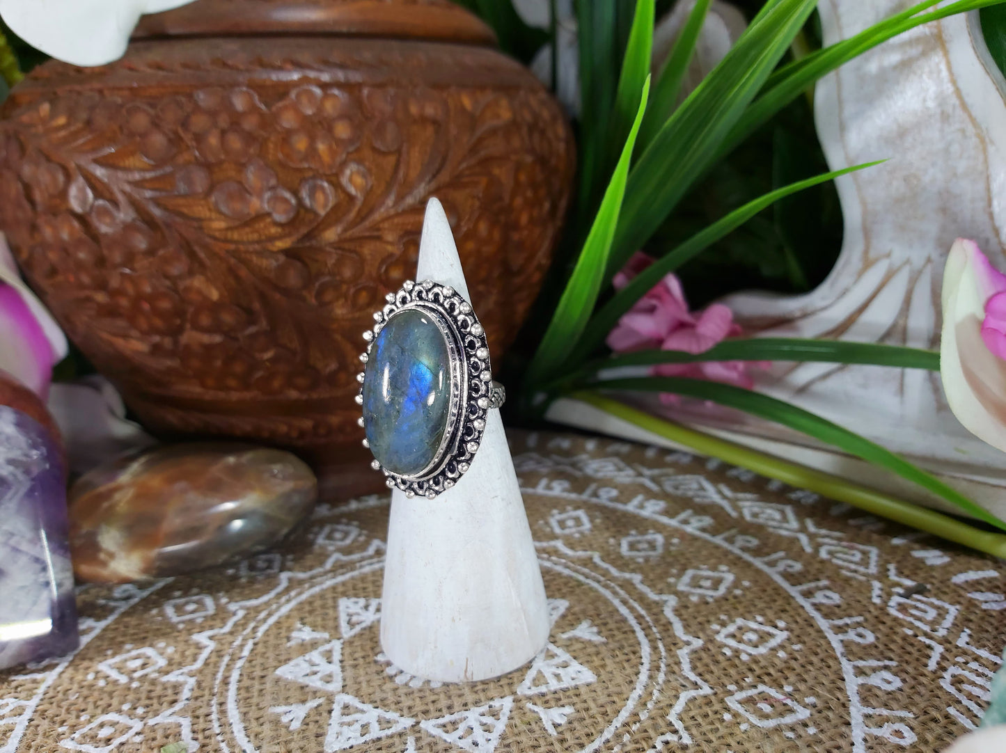 Labradorite Inner Spirit Gemstone Ring Size US 6.5 (E572)