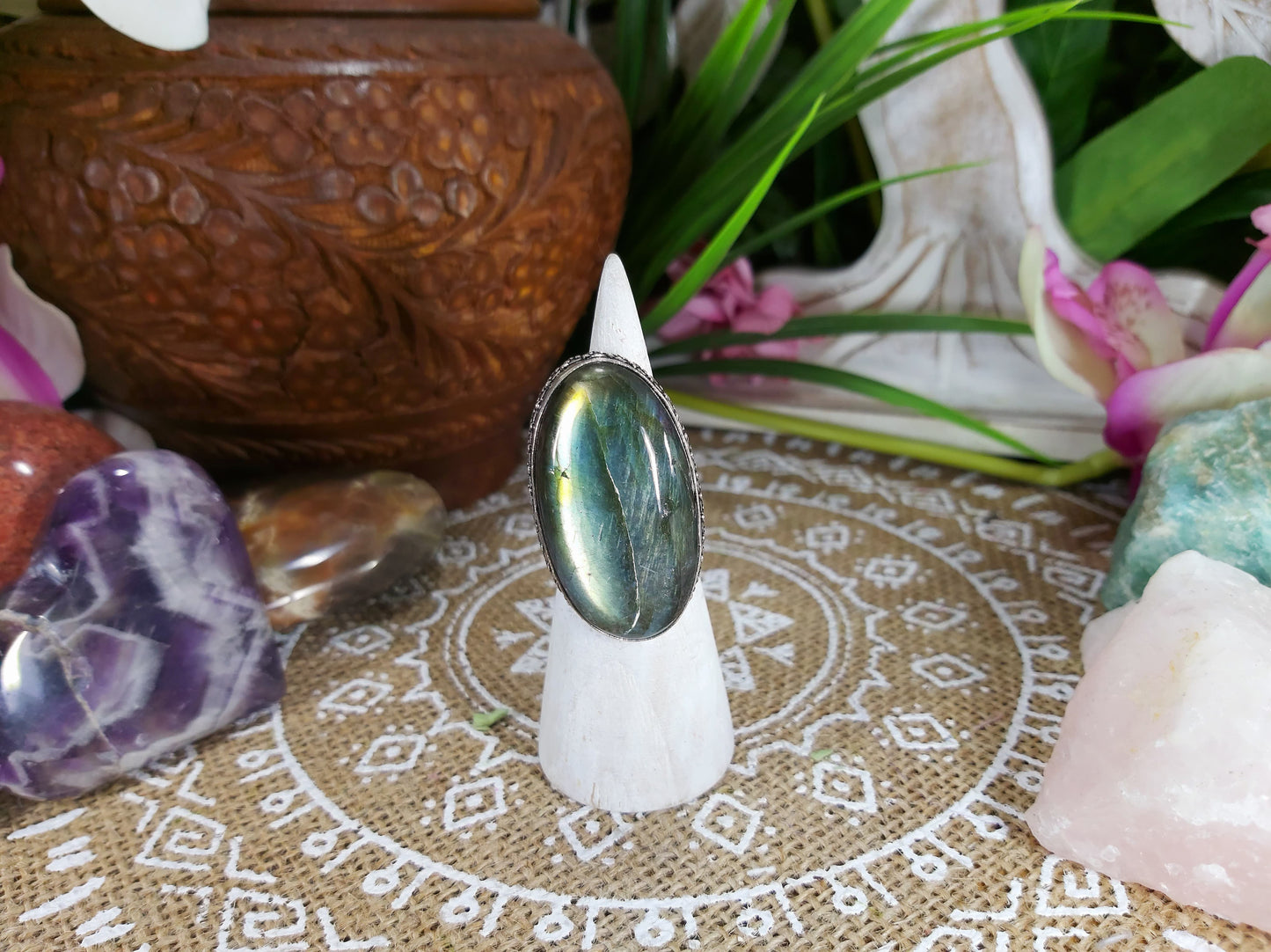 Labradorite Inner Spirit Gemstone Ring Size US 7.5 (E581)