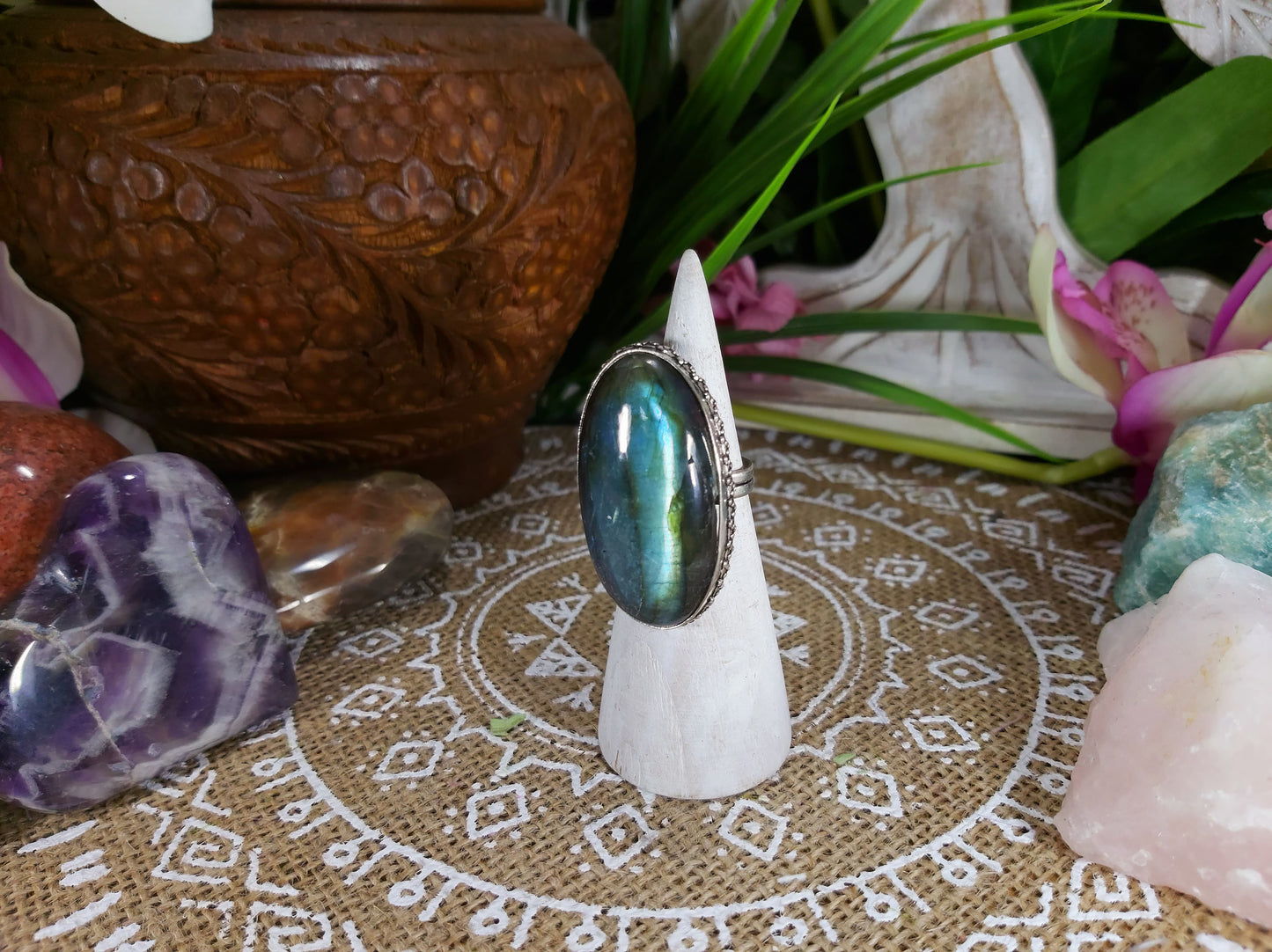 Labradorite Inner Spirit Gemstone Ring Size US 7.5 (E581)