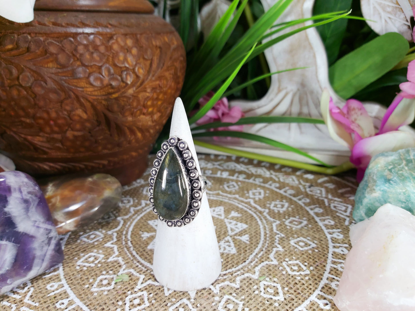 Labradorite Inner Spirit Gemstone Ring Size US 8 (E585)