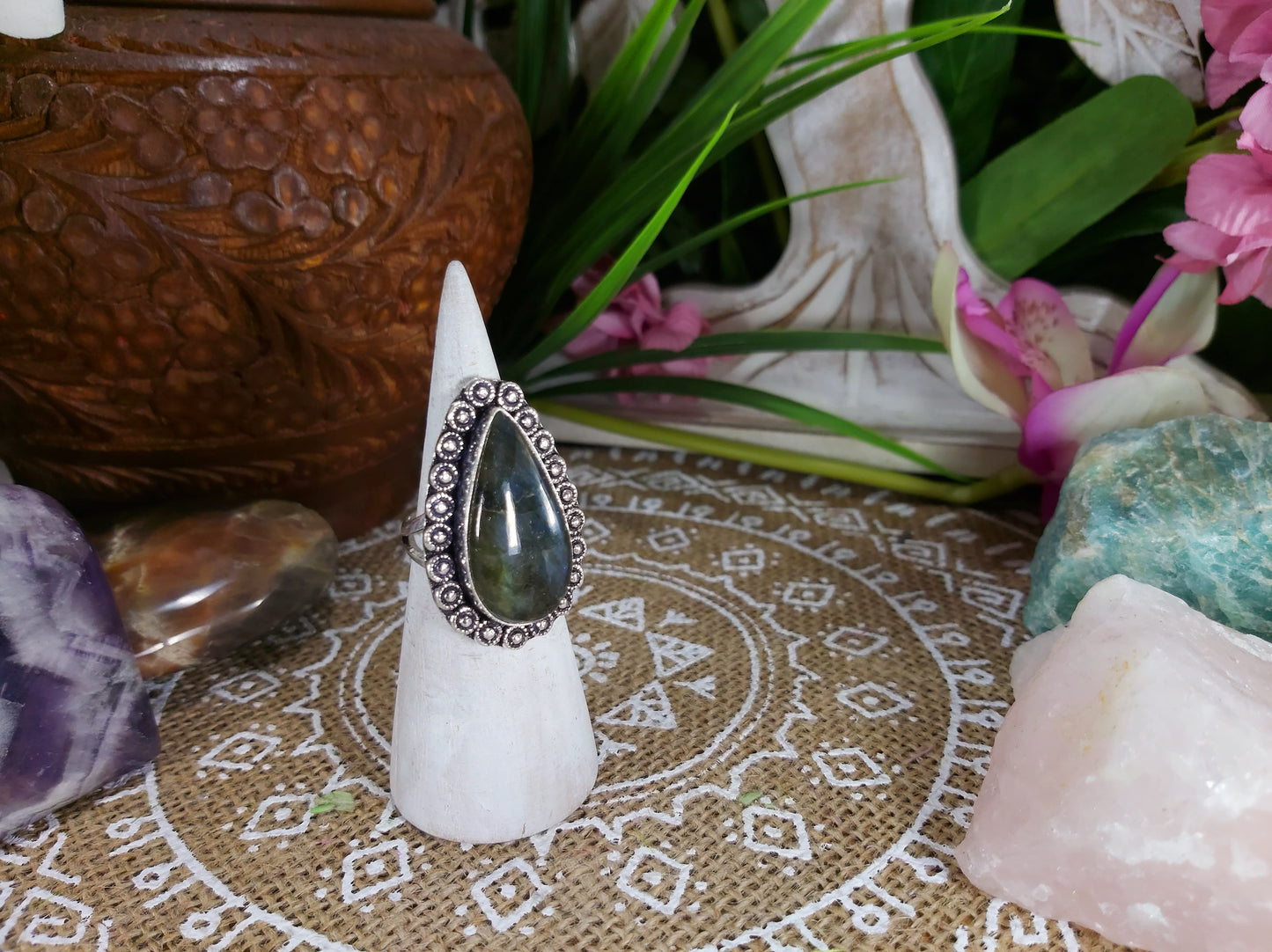 Labradorite Inner Spirit Gemstone Ring Size US 8 (E585)