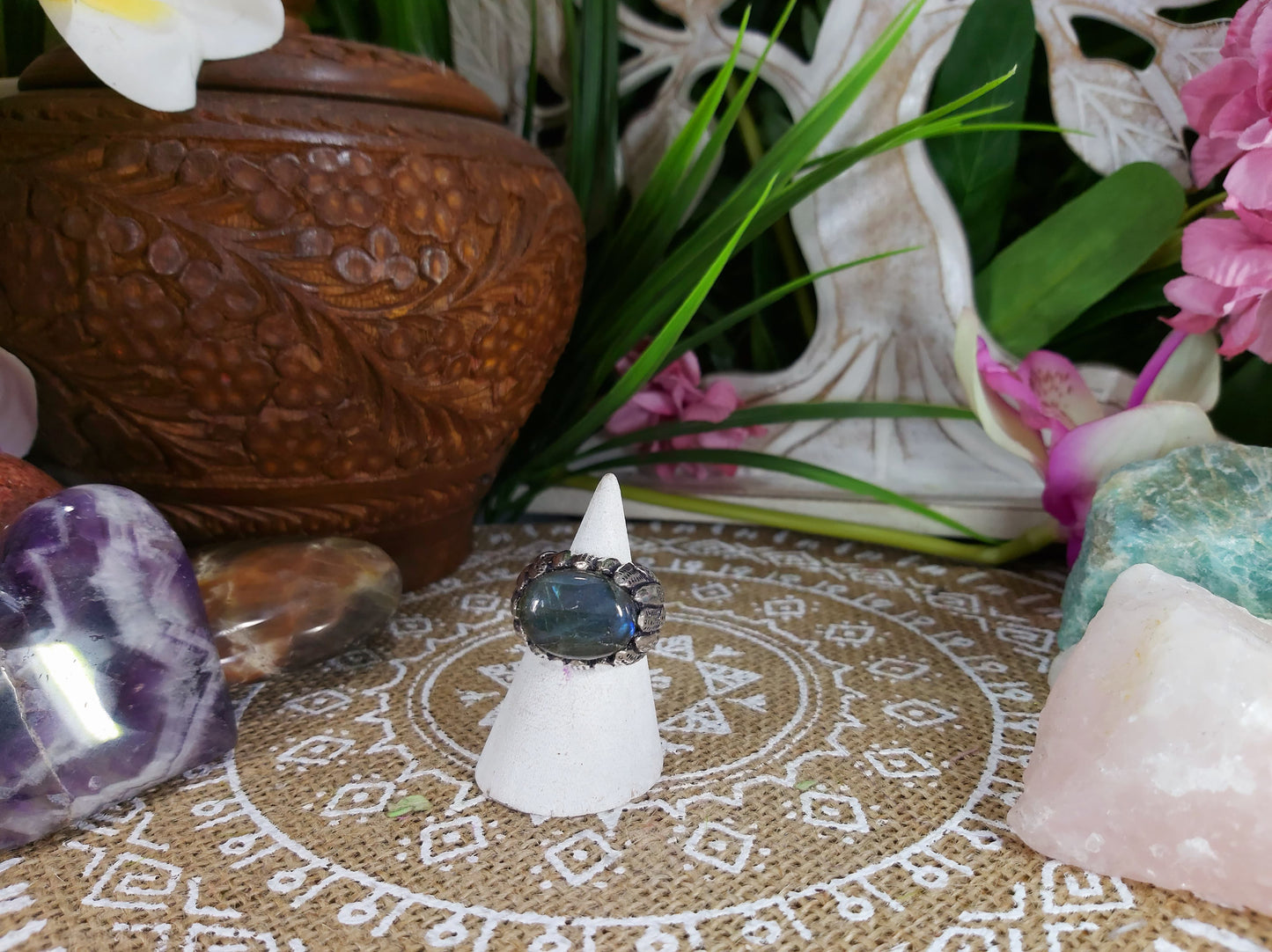 Labradorite Inner Spirit Gemstone Ring Size US 8 (E586)