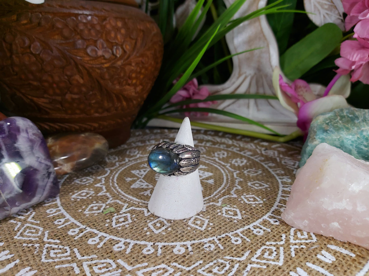 Labradorite Inner Spirit Gemstone Ring Size US 8 (E586)