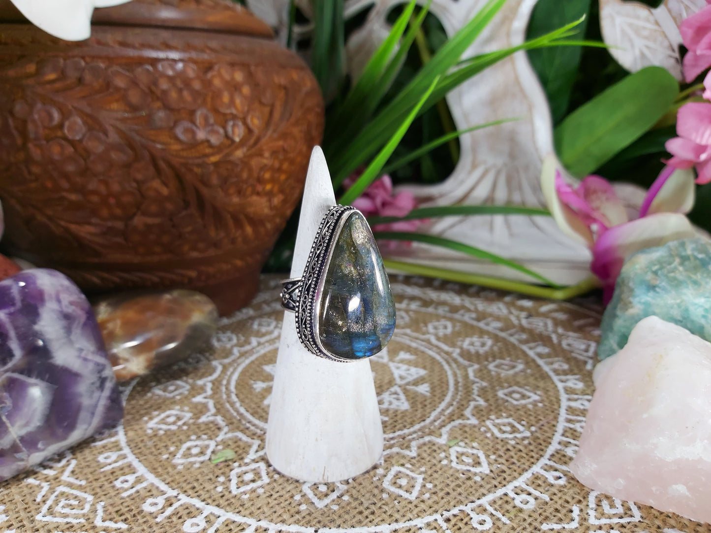 Labradorite Inner Spirit Gemstone Ring Size US 8 (E587)