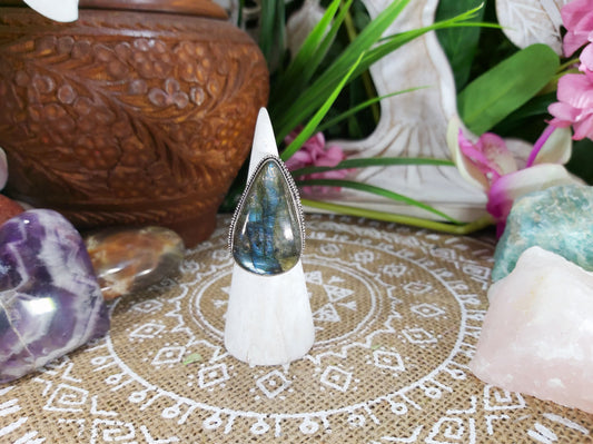Labradorite Inner Spirit Gemstone Ring Size US 8 (E587)