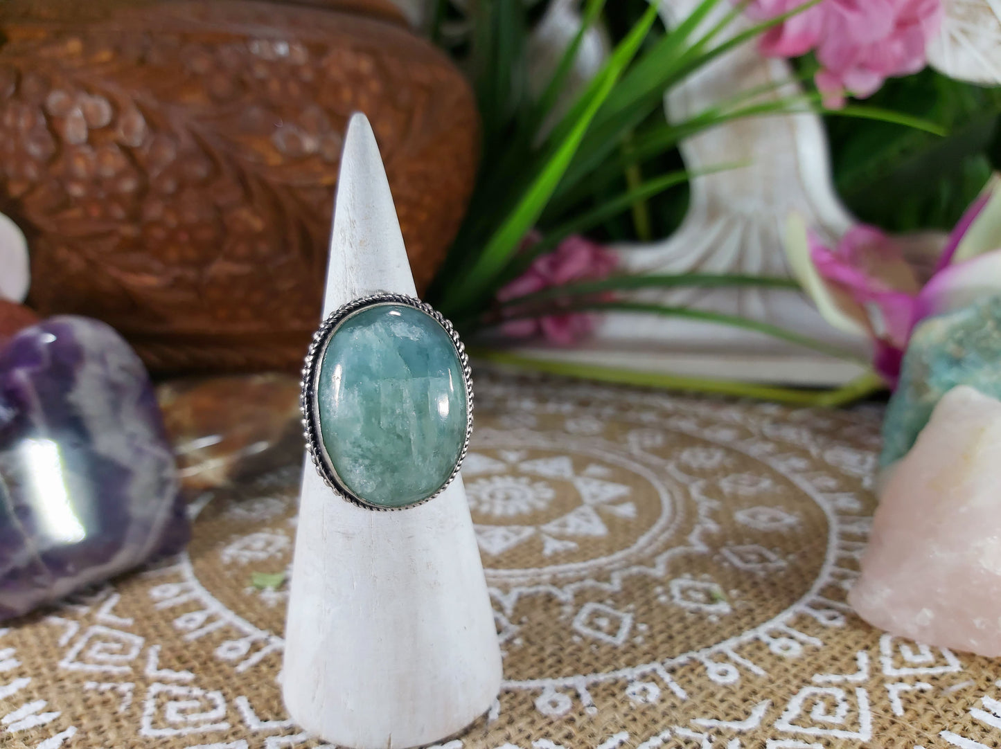 Aquamarine Serenity Ring Size US 9 (E610)