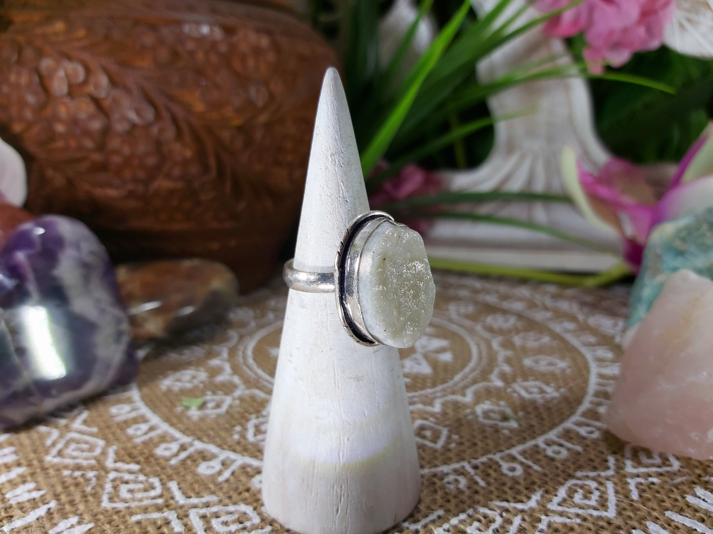 Rainbow Moonstone Gemstone Ring Size US 7 (E616)