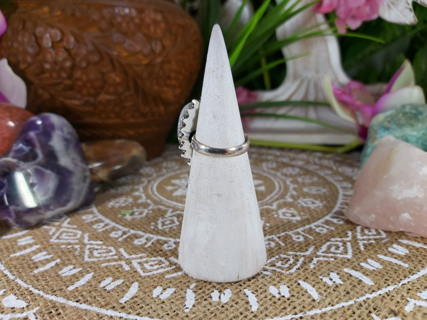 Rainbow Moonstone Goddess Ring Size US 8 (E620)