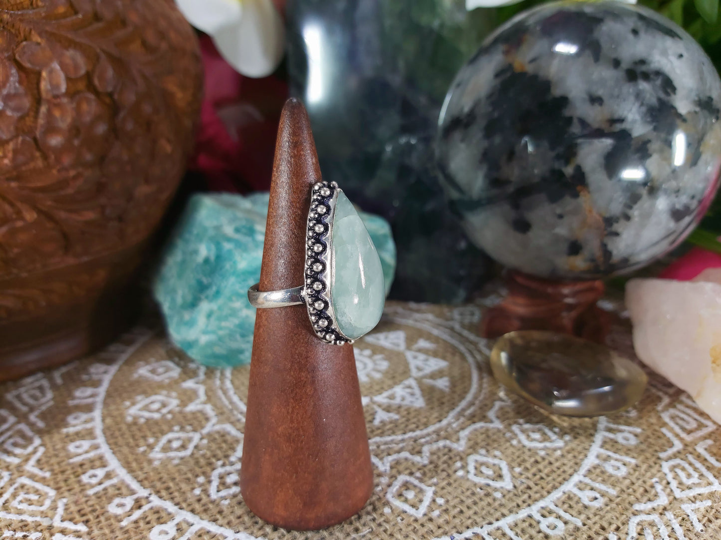 Aquamarine Stone of Courage Ring Size US 8 (E687)