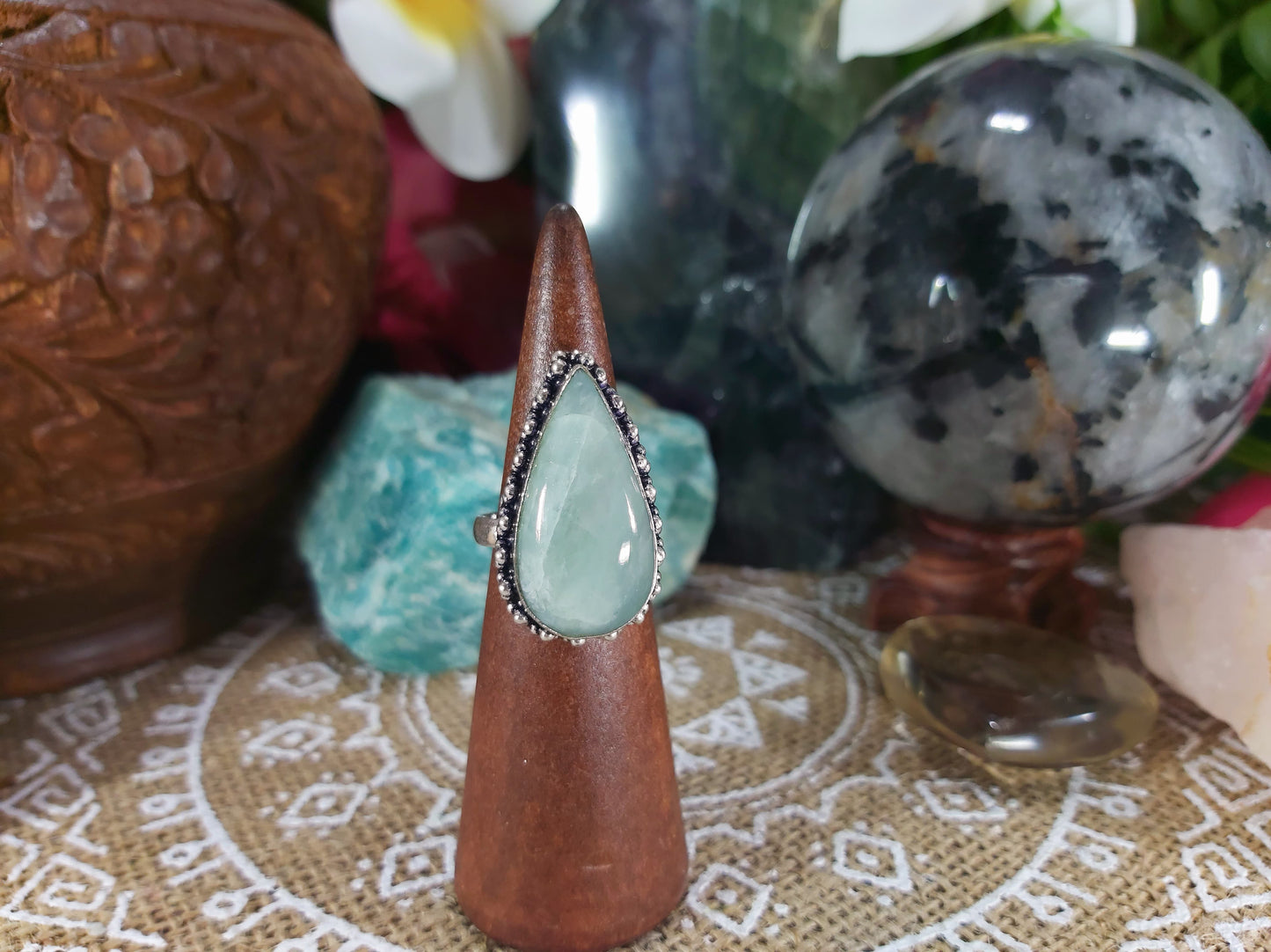 Aquamarine Stone of Courage Ring Size US 8 (E687)