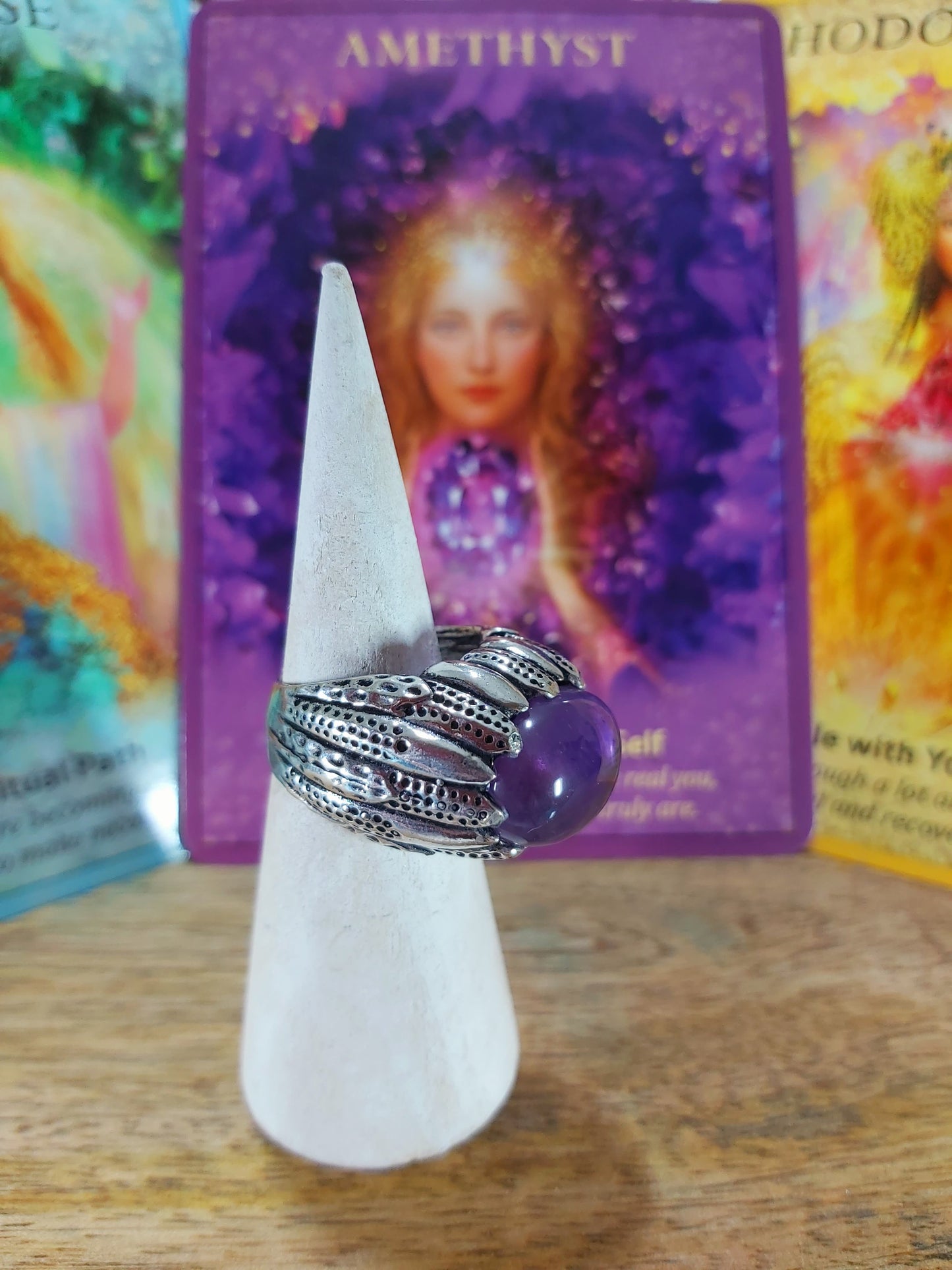 Amethyst Peaceful Energy Ring Size US 7 (E70)