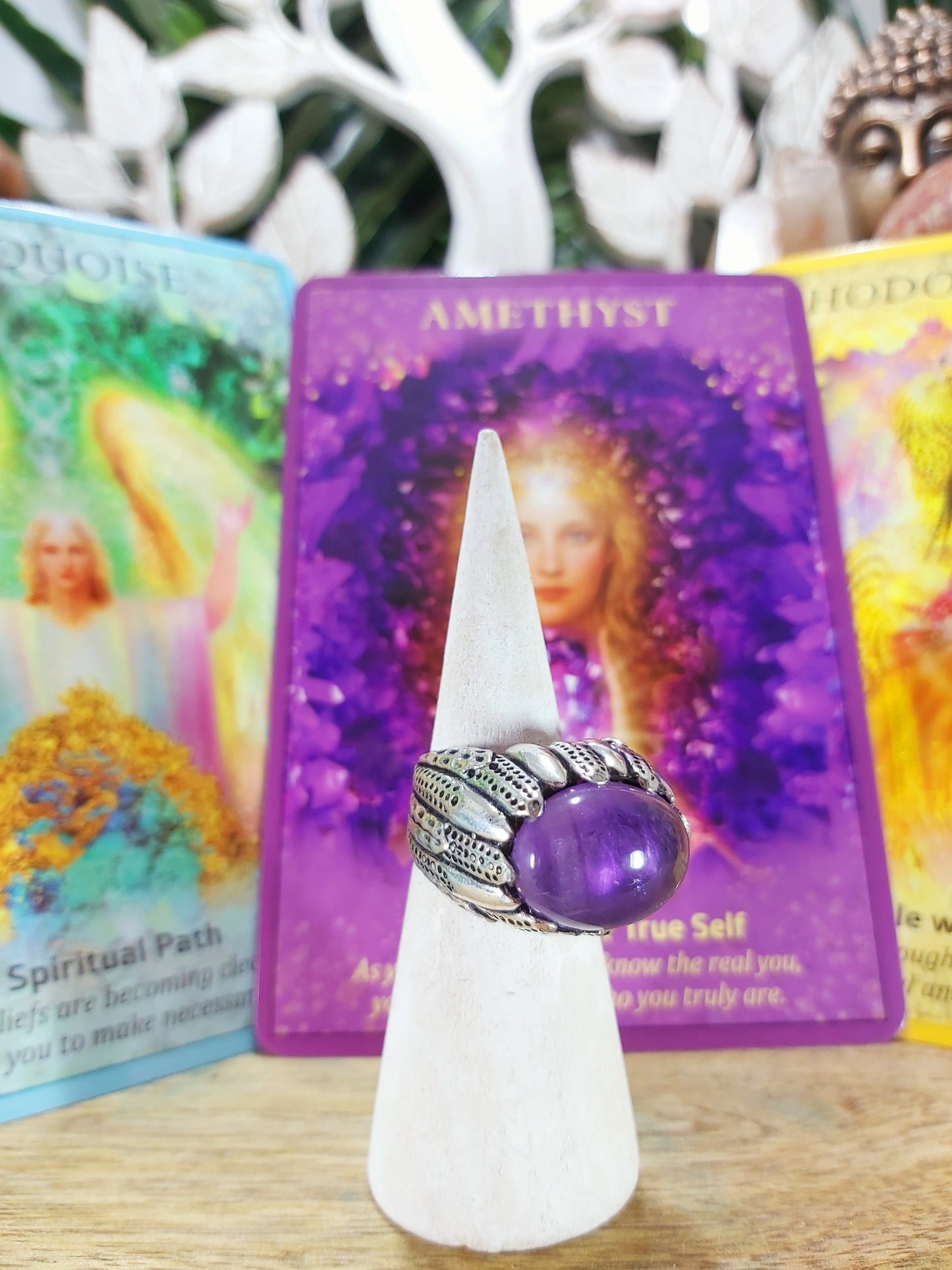 Amethyst Peaceful Energy Ring Size US 7 (E70)