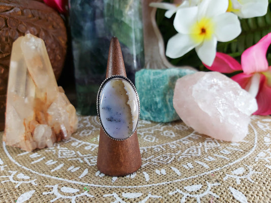 Dendritic Opal Hope Ring Size US 9 (E732)