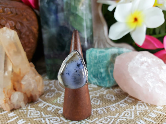 Dendritic Opal Hope Ring Size US 8.5 (E733)