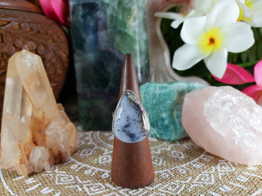 Dendritic Opal Hope Ring Size US 8.5 (E734)