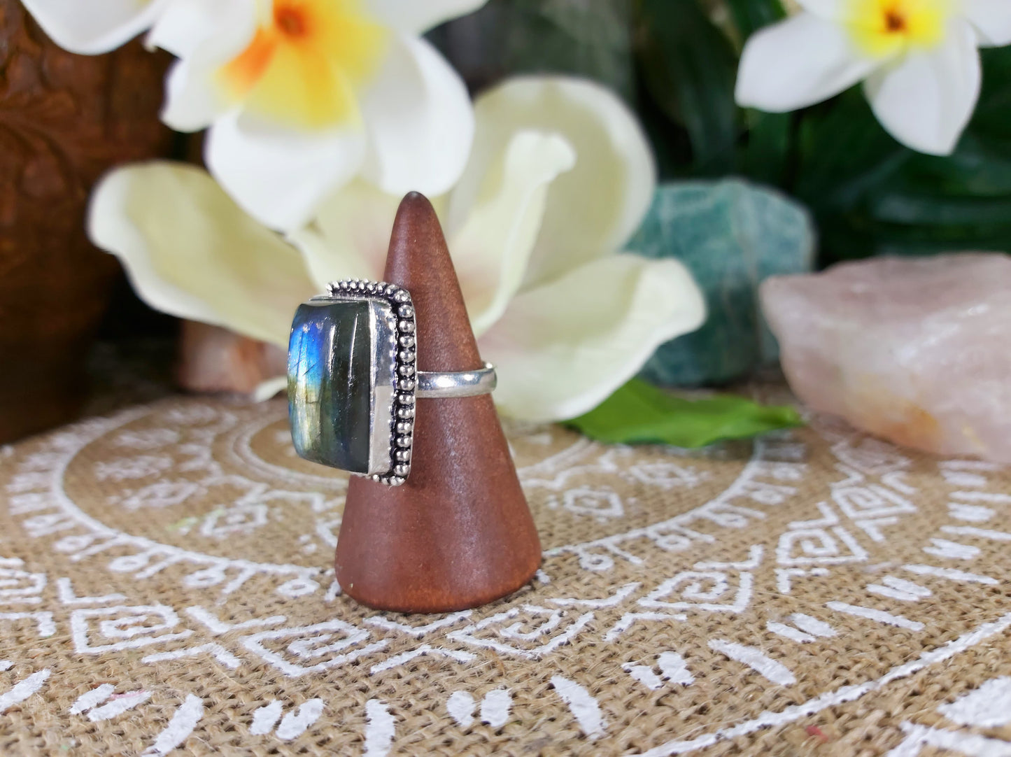 Labradorite Inner Spirit Gemstone Ring Size US 7.5 (E752)