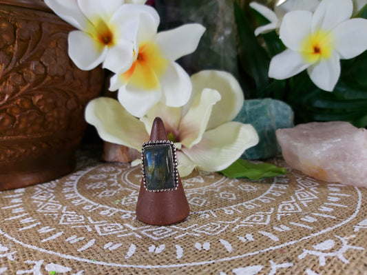 Labradorite Inner Spirit Gemstone Ring Size US 7.5 (E752)
