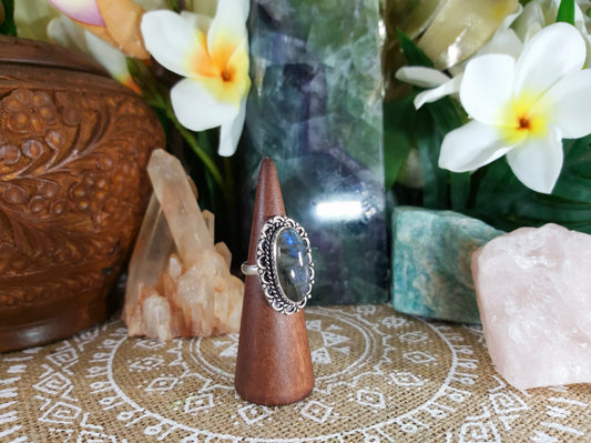 Labradorite Inner Spirit Gemstone Ring Size US 8 (E754)