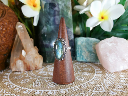 Labradorite Inner Spirit Gemstone Ring Size US 8 (E757)