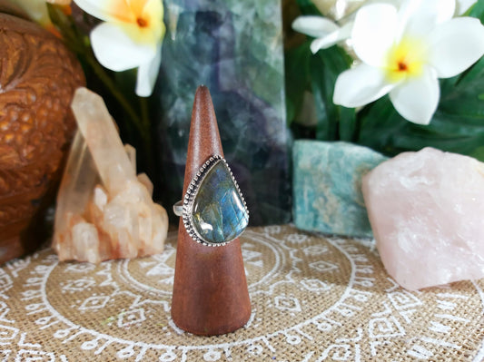 Labradorite Inner Spirit Gemstone Ring Size US 9.5 (E762)