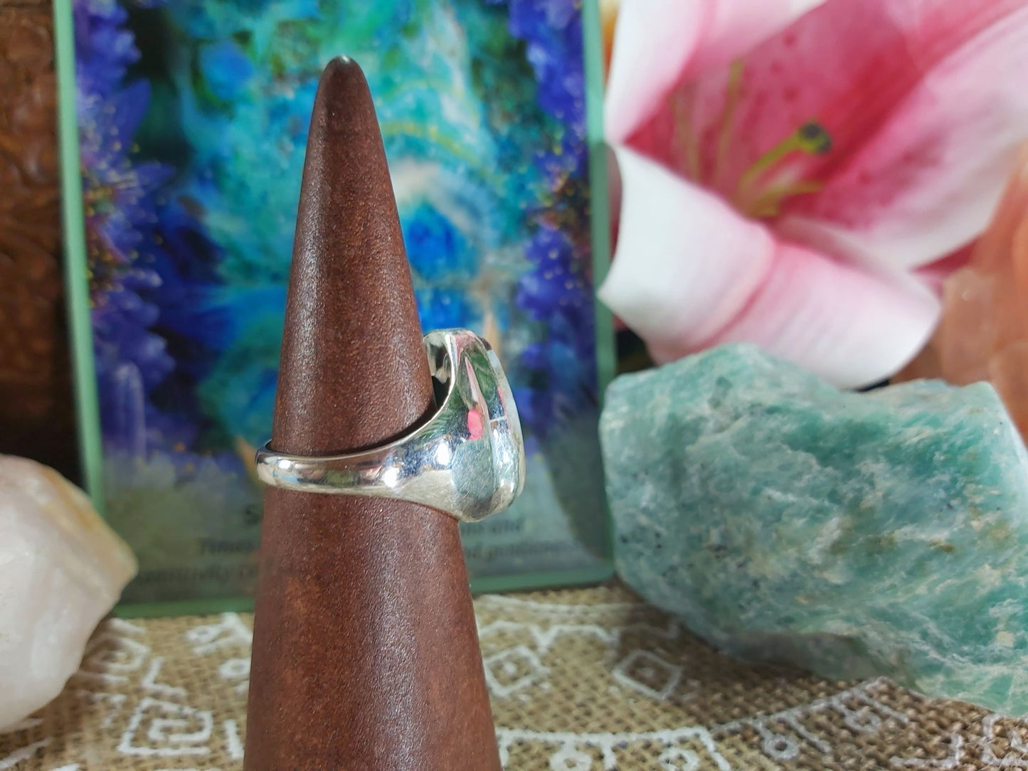Larimar Emotional Healing Gemstone Ring Size US 8 (E900)