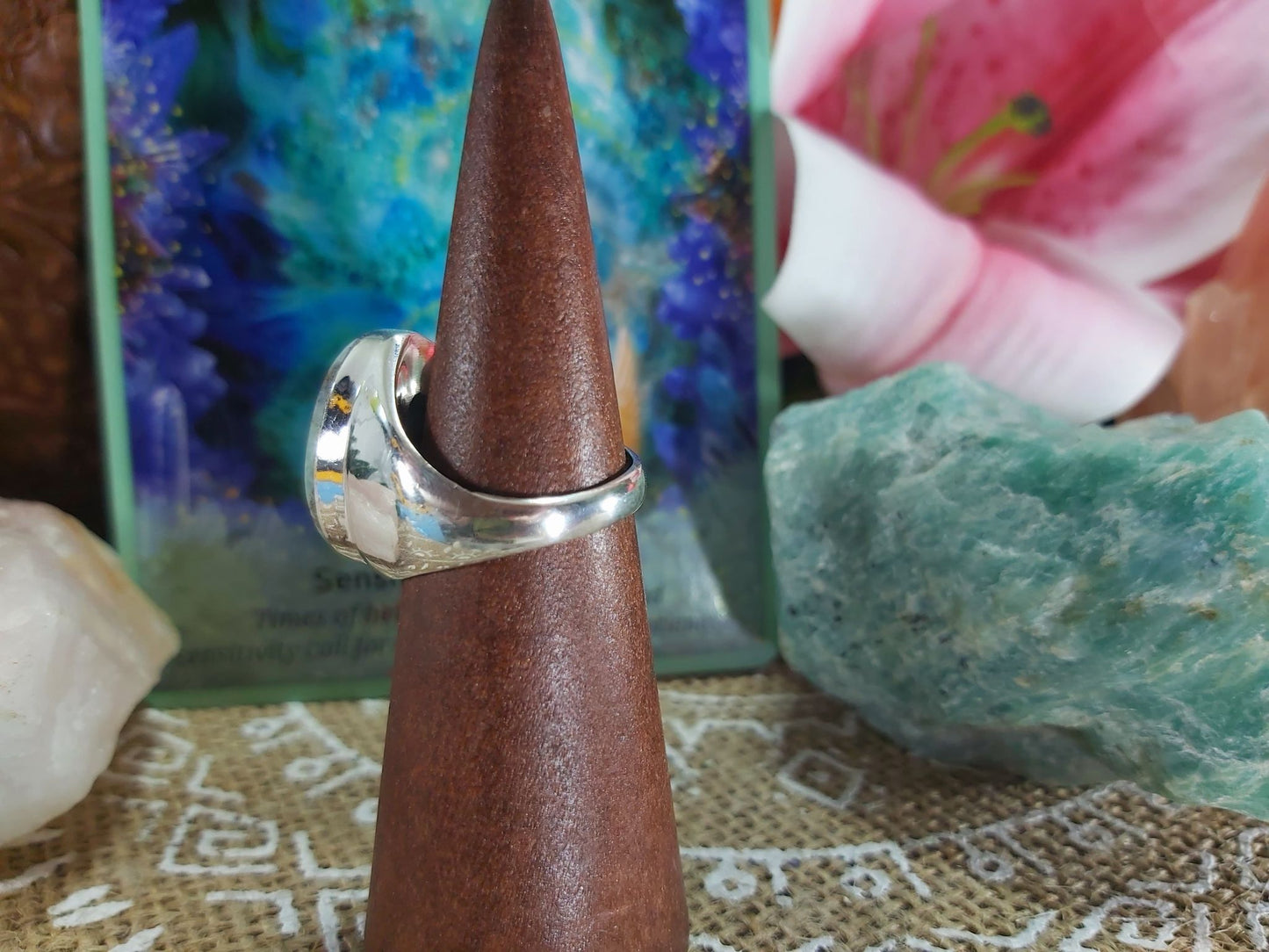 Larimar Emotional Healing Gemstone Ring Size US 8 (E900)