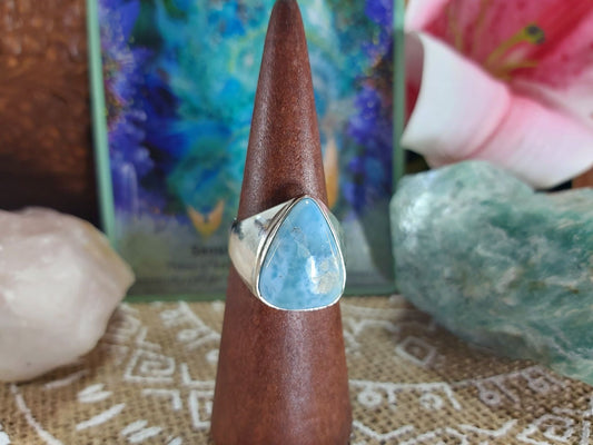 Larimar Emotional Healing Gemstone Ring Size US 9 (E908)