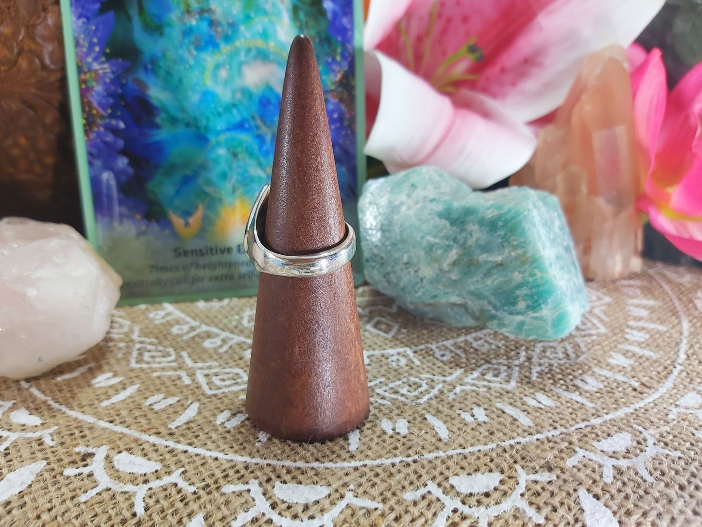 Larimar Emotional Healing Gemstone Ring Size US 9 (E908)