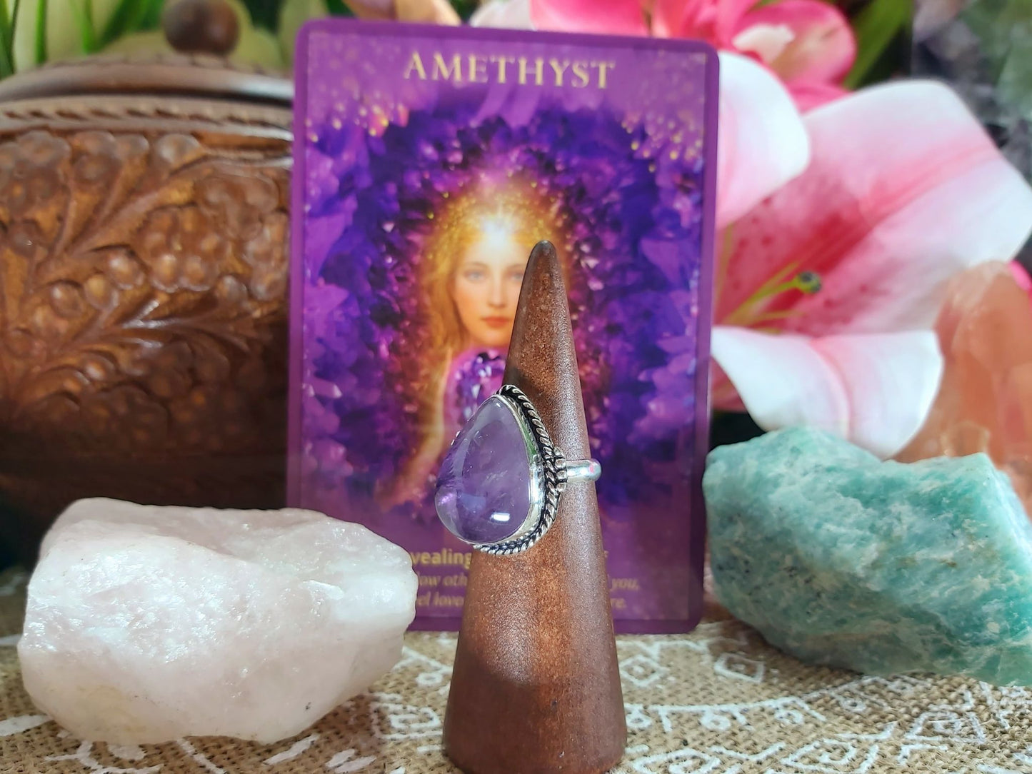 Amethyst Soul Star Protection Ring Size US 7 (E926)