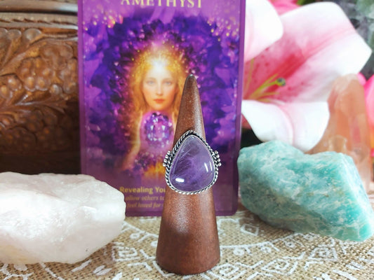 Amethyst Soul Star Protection Ring Size US 7 (E926)