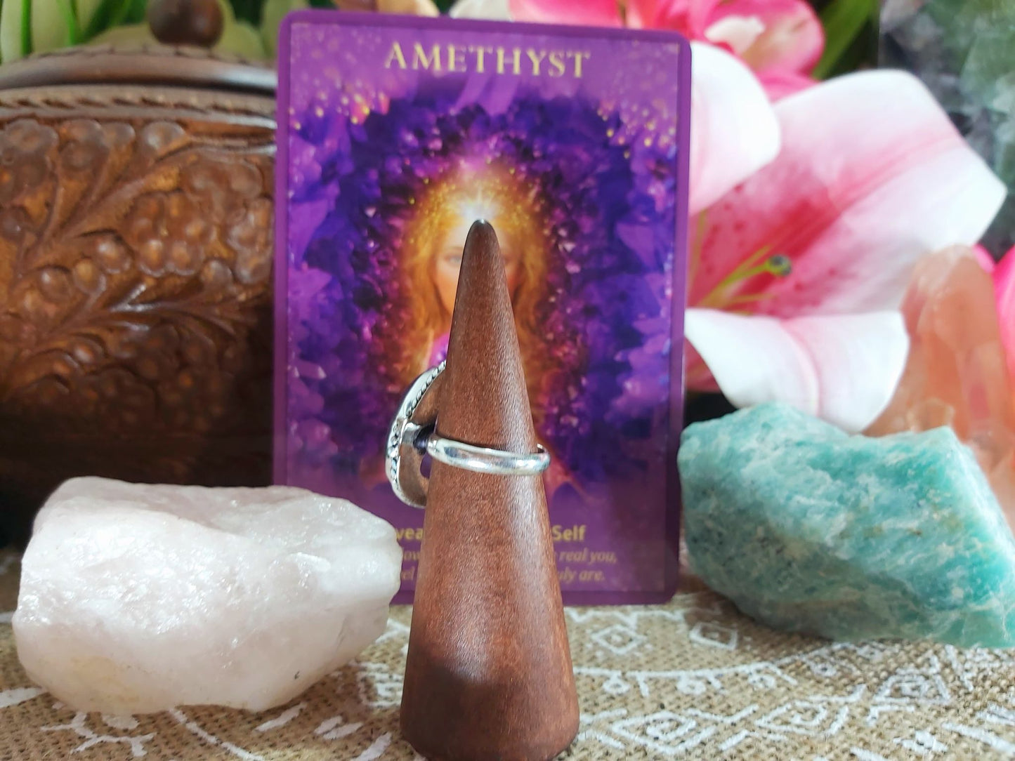 Amethyst Soul Star Protection Ring Size US 7 (E926)
