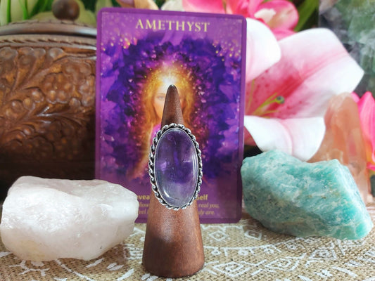 Amethyst Soul Star Protection Ring Size US 7 (E927)