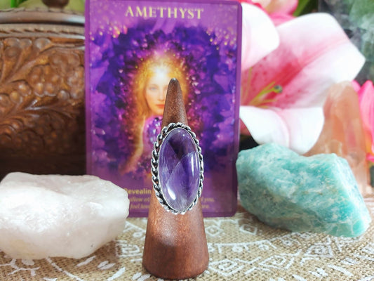 Amethyst Soul Star Protection Ring Size US 7.5 (E928)