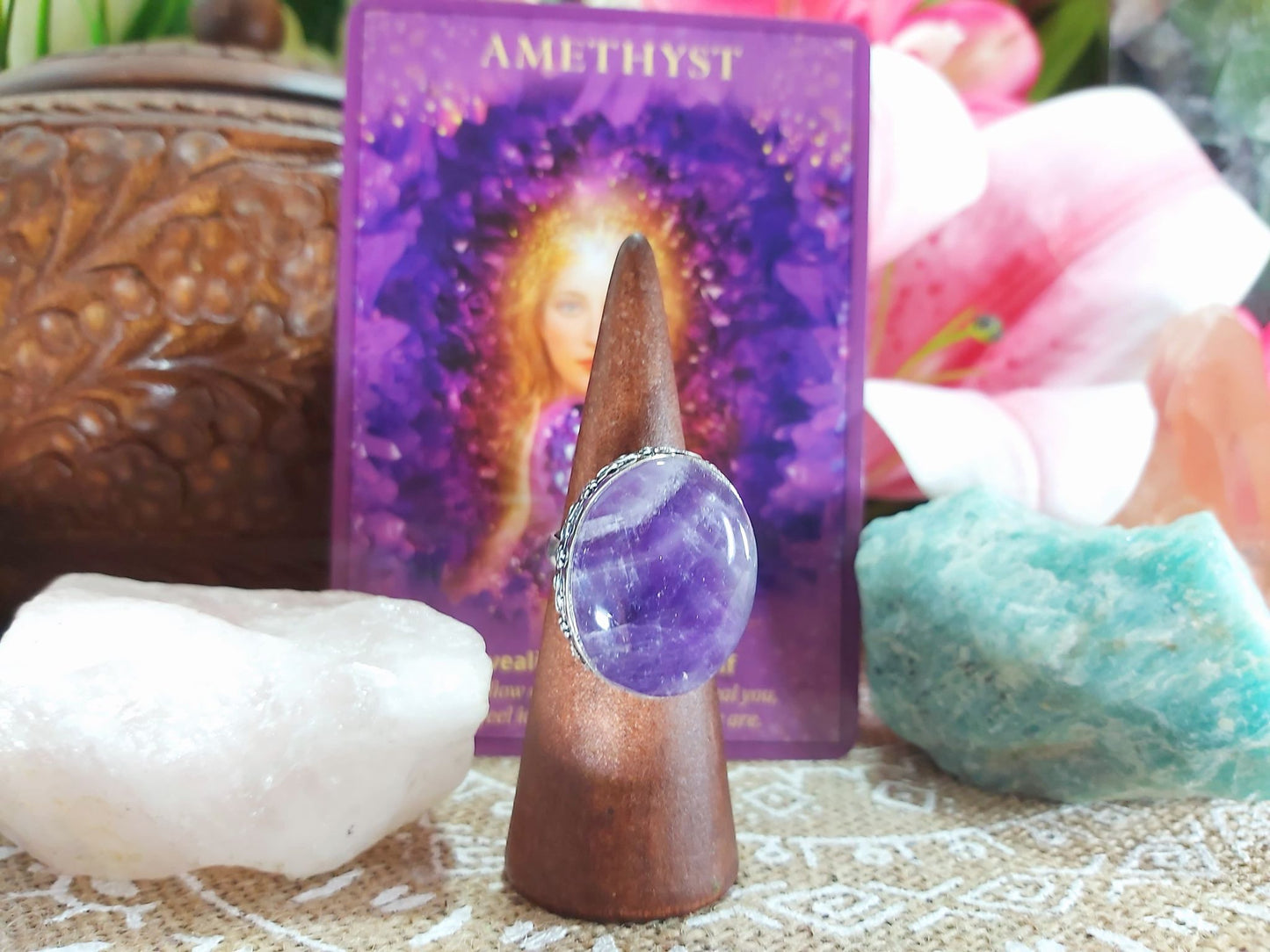 Amethyst Soul Star Protection Ring Size US 8 (E929)