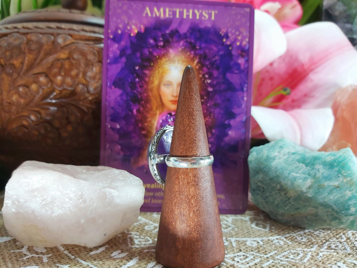 Amethyst Soul Star Protection Ring Size US 8 (E929)