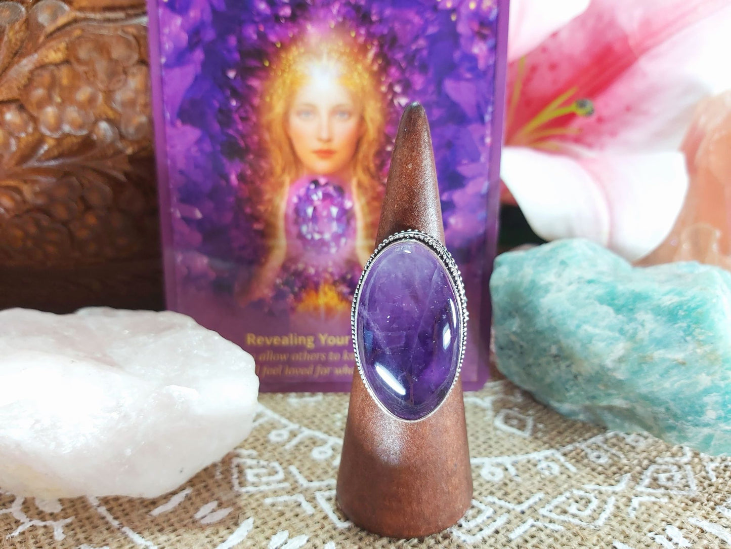 Amethyst Soul Star Protection Ring Size US 9 (E934)