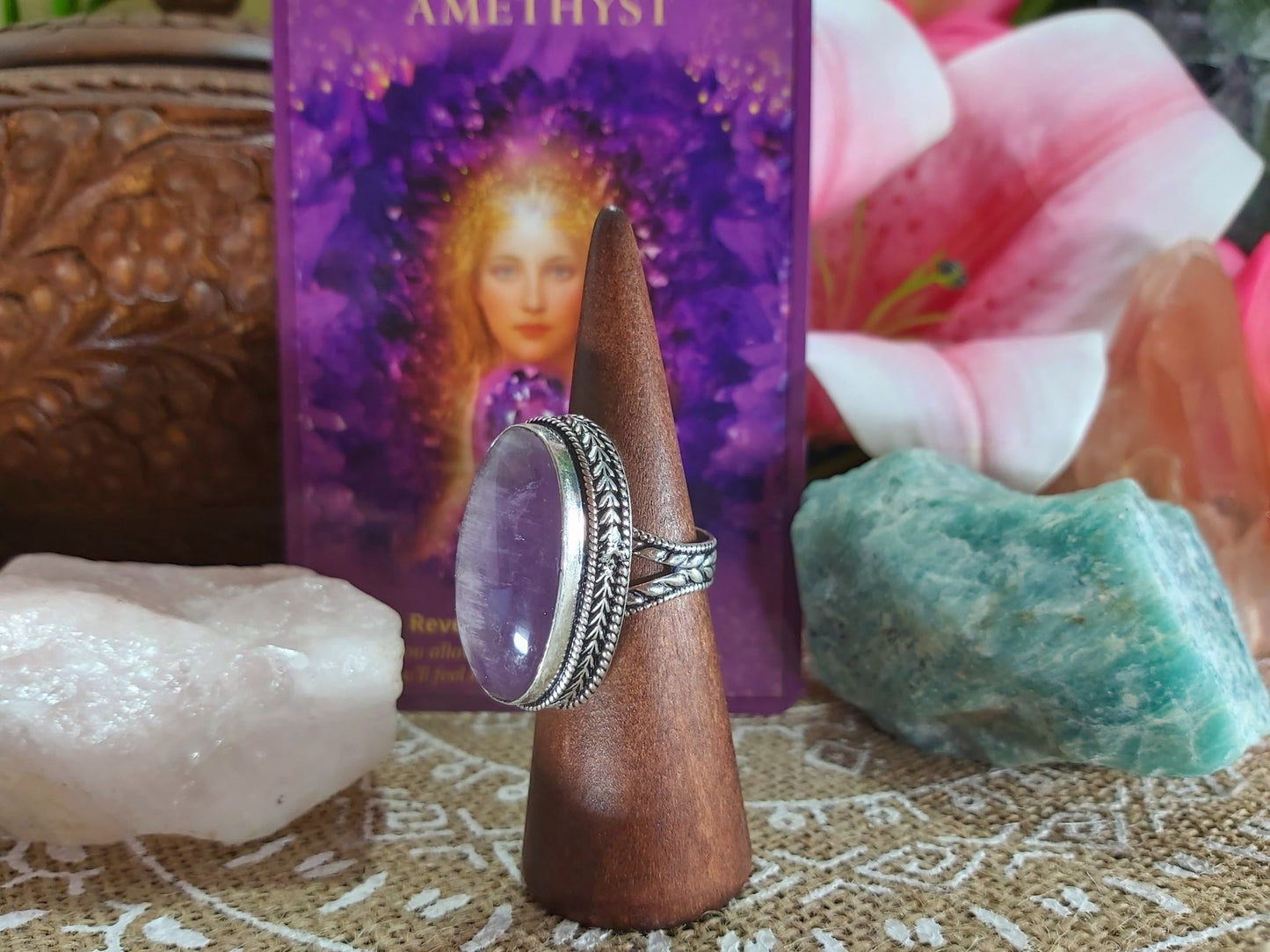 Amethyst Soul Star Protection Ring Size US 9 (E935)